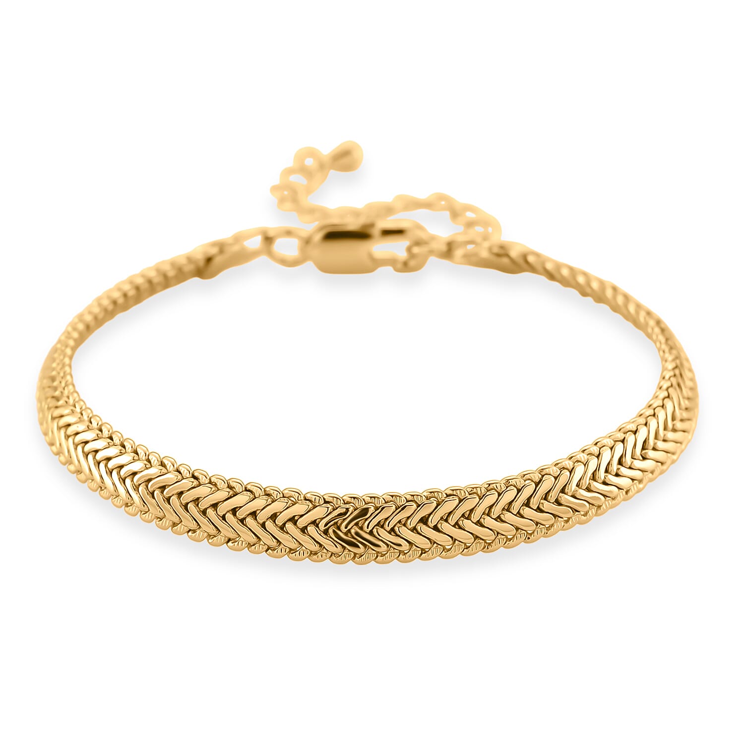 Elegant Woven Chain Bracelet in Goldtone (7.5-9.5In)