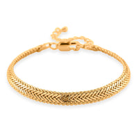 Elegant Woven Chain Bracelet in Goldtone (7.5-9.5In)