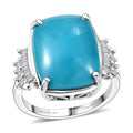 D'Joy Premium Sleeping Beauty Turquoise, Diamond (0.17 cts) Ring in Rhodium Over Sterling Silver (Size 6.0) 8.30 ctw - Sticky add to cart bar