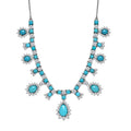 D'Joy  Sleeping Beauty Turquoise, Moissanite Neckalce in Rhodium Over Sterling Silver 11.80 ctw (18- 20 Inches) - Sticky add to cart bar