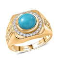 D'Joy AAA Sleeping Beauty Turquoise, Moissanite Ring in 18K Vermeil YG Over Sterling Silver (Size 10.0) 3.10 ctw - Sticky add to cart bar