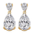 D'Joy Moissanite (Pear 12x8mm) Tear Drop  Earrings in 18K Vermeil YG Over Sterling Silver 6.60 ctw - Sticky add to cart bar