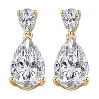 D'Joy Moissanite (Pear 12x8mm) Tear Drop  Earrings in 18K Vermeil YG Over Sterling Silver 6.60 ctw