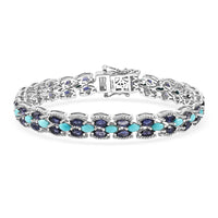 Epic Deal D'Joy Premium Sleeping Beauty Turquoise, Catalina Iolite Bracelet in Rhodium Over Sterling Silver (7.25 In) 9.25 ctw