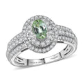 D'Joy Premium Mint Tourmaline, Moissanite Ring in Rhodium Over Sterling Silver (Size 5.0) 1.50 ctw - Sticky add to cart bar