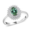 D'Joy Premium Arquiana Mint Tourmaline, White Zircon Blush Majesty Ring in Rhodium Over Sterling Silver (Size 5.0) 1.65 ctw - Sticky add to cart bar