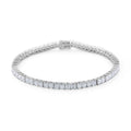D'Joy Asscher Cut Moissanite Bridge Tennis Bracelet in Rhodium Over Sterling Silver (6.50 In) 7.30 ctw - Sticky add to cart bar