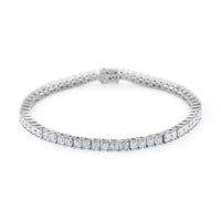 D'Joy Asscher Cut Moissanite Bridge Tennis Bracelet in Rhodium Over Sterling Silver (6.50 In) 7.30 ctw
