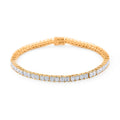 D'Joy Asscher Cut Moissanite Bridge Tennis Bracelet in Rhodium Over Sterling Silver (6.50 In) 7.30 ctw - Sticky add to cart bar