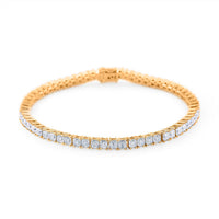 D'Joy Asscher Cut Moissanite Bridge Tennis Bracelet in Rhodium Over Sterling Silver (6.50 In) 7.30 ctw