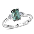 Premium Arquiana Mint Tourmaline, Luxuriant Lab Grown Diamond (G-H, SI) Blush Majesty Ring in Rhodium Over Sterling Silver (Size 6.0) 1.20 ctw - Sticky add to cart bar