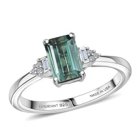 Premium Arquiana Mint Tourmaline, Luxuriant Lab Grown Diamond (G-H, SI) Blush Majesty Ring in Rhodium Over Sterling Silver (Size 6.0) 1.20 ctw