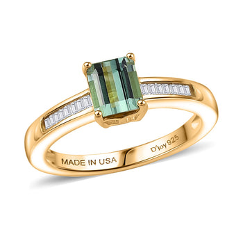 D'Joy Premium Mint Tourmaline, Diamond Ring in 18K Vermeil YG Over Sterling Silver (Size 6.0) 1.25 ctw - Product card gallery slide 1 (10178342453561)