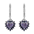 D'Joy Blue Moissanite (Hrt 6mm), Blue Sapphire Heart Earrings in Rhodium Over Sterling Silver 2.10 ctw - Sticky add to cart bar