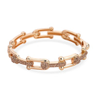 Austrian Crystal Bangle Bracelet in Silvertone (7.50 In)