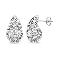 D'Joy 3D Teardrop Earrings in Rhodium Over Sterling Silver 4.50 Grams