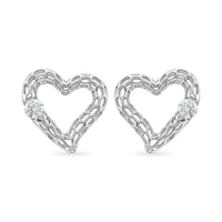 D'Joy Moissanite 0.60 ctw Open Heart Earrings in Rhodium Over Sterling Silver
