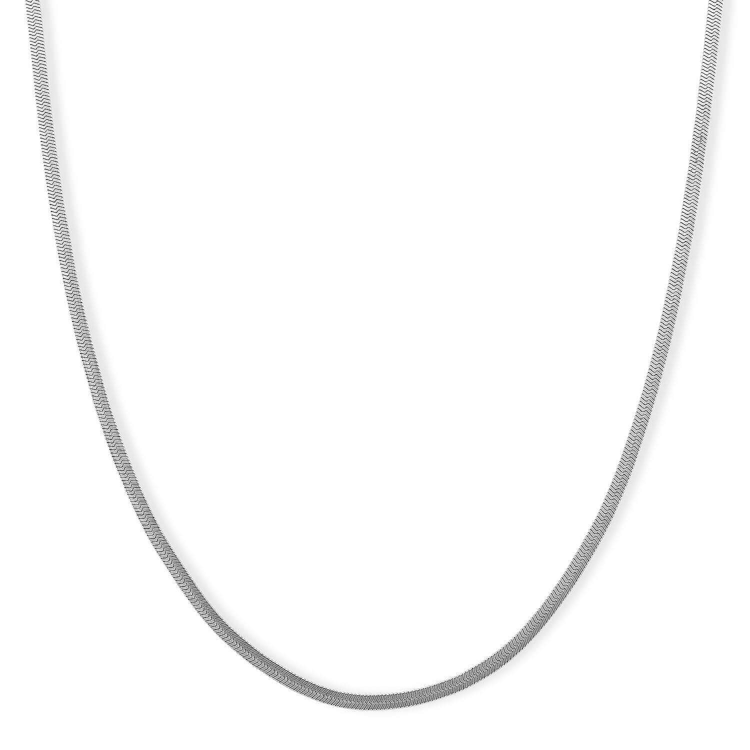 Herringbone Chain Necklace in Stainless Steel (24-26 Inches)