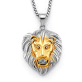 Austrian Crystal Lion Head Pendant Necklace in ION Plated YG and Stainless Steel 24 Inches - Sticky add to cart bar