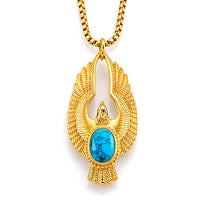 Blue Howlite Pendant Necklace (24 Inches) in ION Plated YG Stainless Steel 1.00 ctw