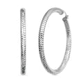 Sterling Silver 50mmx3.9mm Groove Textured Hoop Earrings 8.3 Grams - Sticky add to cart bar