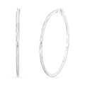 Sterling Silver 50mm x 2mm Station Groove Hoop Earrings 4.95 Grams - Sticky add to cart bar