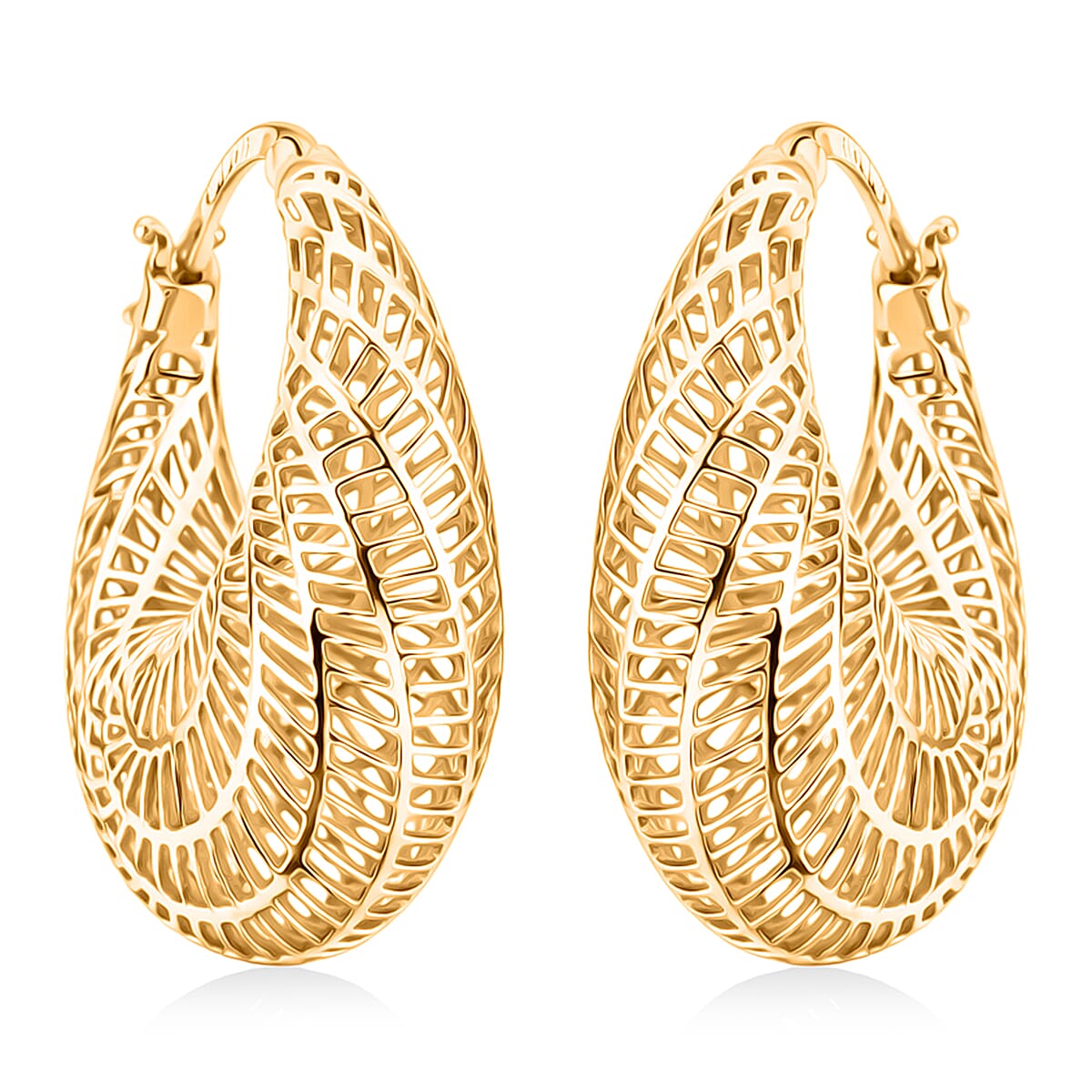 D'Joy Hoop Earrings in 14K Yellow Gold Over Sterling Silver 5.75 Grams