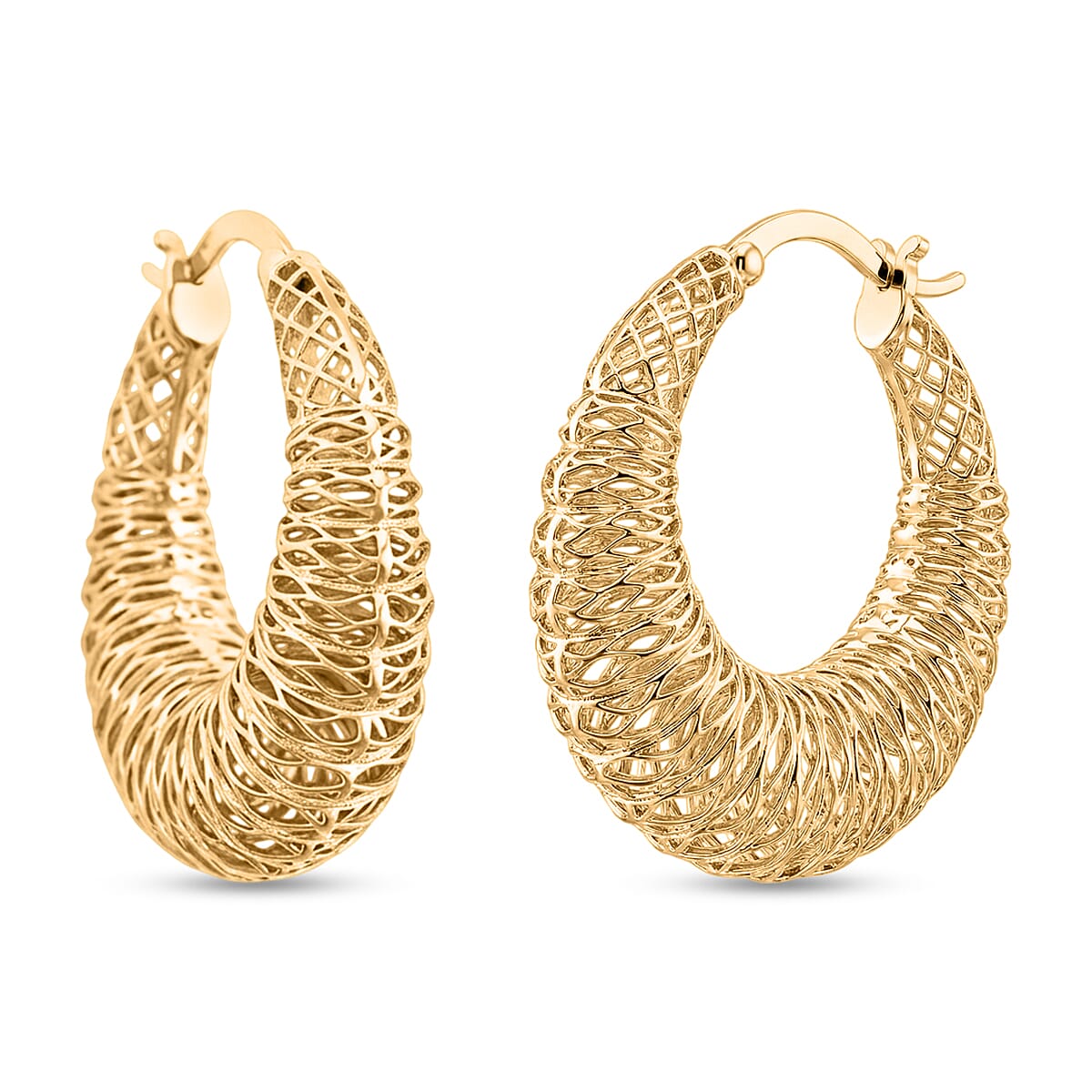 D'Joy Classic Hoop Earrings in 14K Yellow Gold Over Sterling Silver 6.75 Grams
