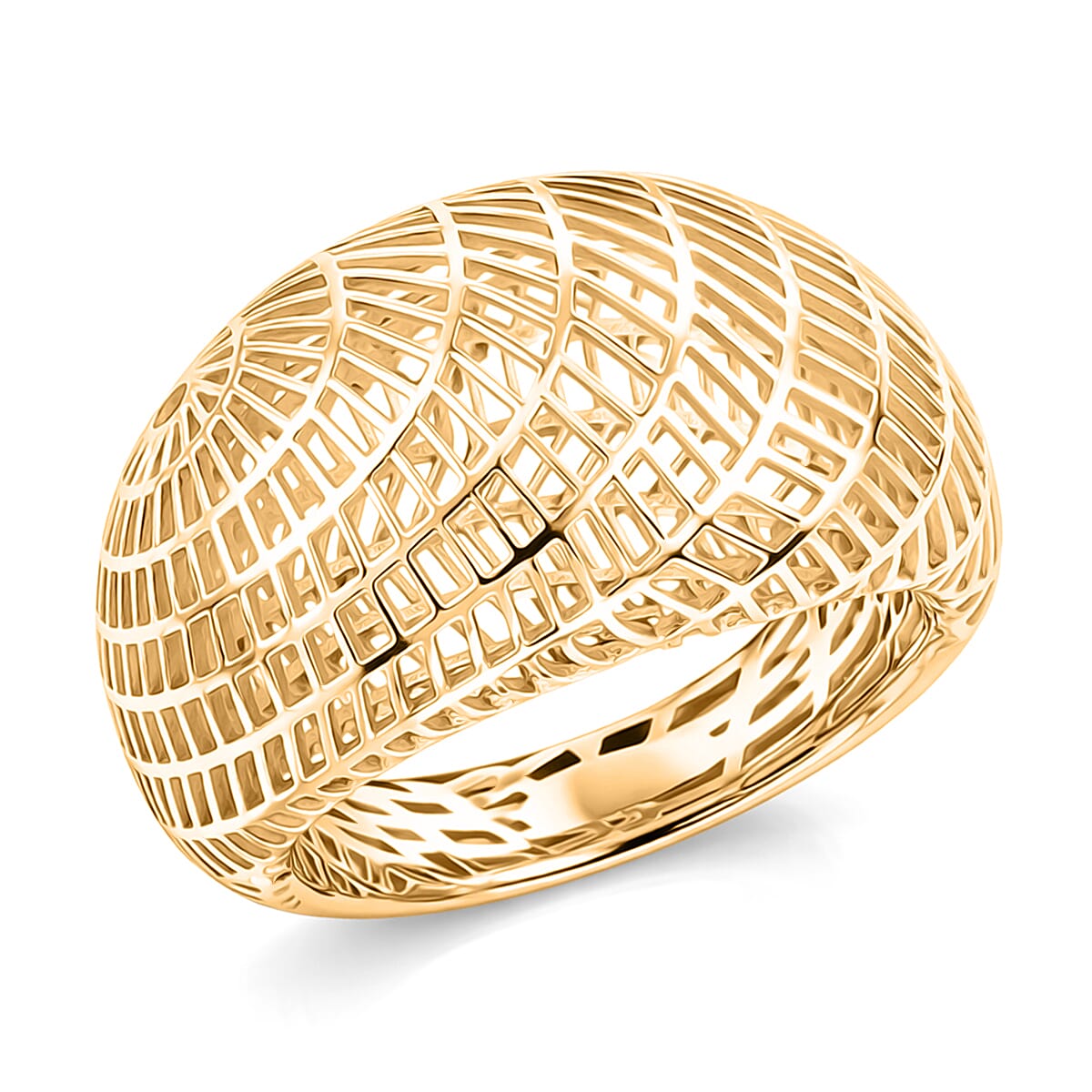 D'Joy 14K YG Over Sterling Silver Geometric Openwork Ring (Size 10.0) (3.60 g)