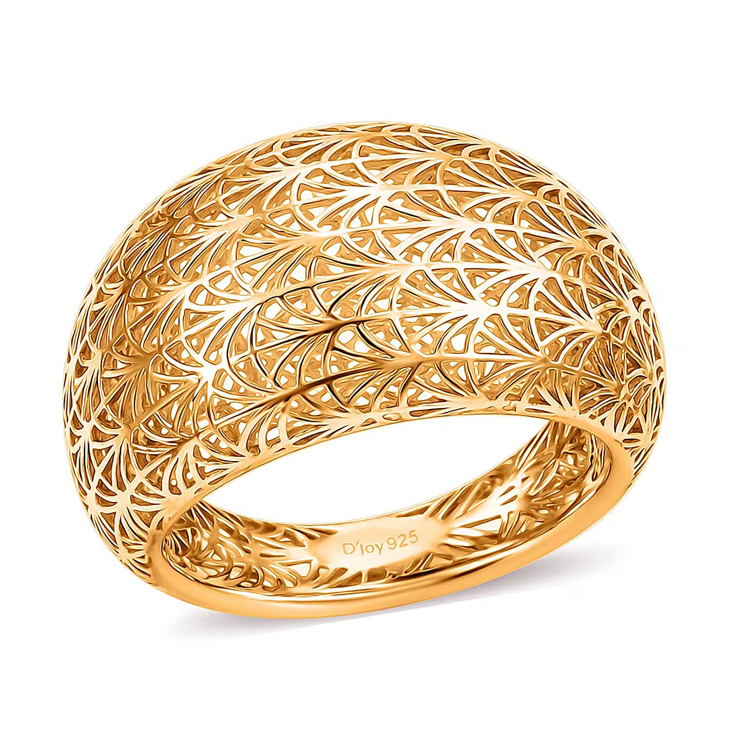 D'Joy 14K YG Over Sterling Silver Geometric Openwork Ring (Size 10.0) (3.60 g)