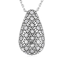 D'Joy Simulated Diamond Teardrop Necklace in Rhodium Over Sterling Silver (18 Inches)