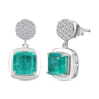 D'Joy Emeraldine Quartz (Triplet) and White Zircon 4.50 ctw Earrings in Platinum Over Sterling Silver