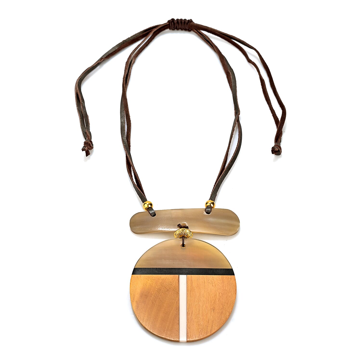 Super Find Natural Buffalo Horn                         and Wooden Statement Necklace (Adjustable)