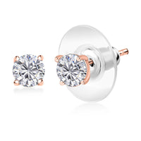 D'Joy Moissanite (Rnd 5mm) Earrings in 14K Vermeil RG Over Sterling Silver 0.90 ctw