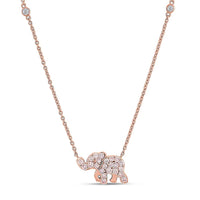 Luxuriant Lab Grown Pink (IR) and White Diamond (SI) 1.00 ctw Elephant Necklace in 18K Vermeil Rose Gold Over Sterling Silver 18-20 Inches