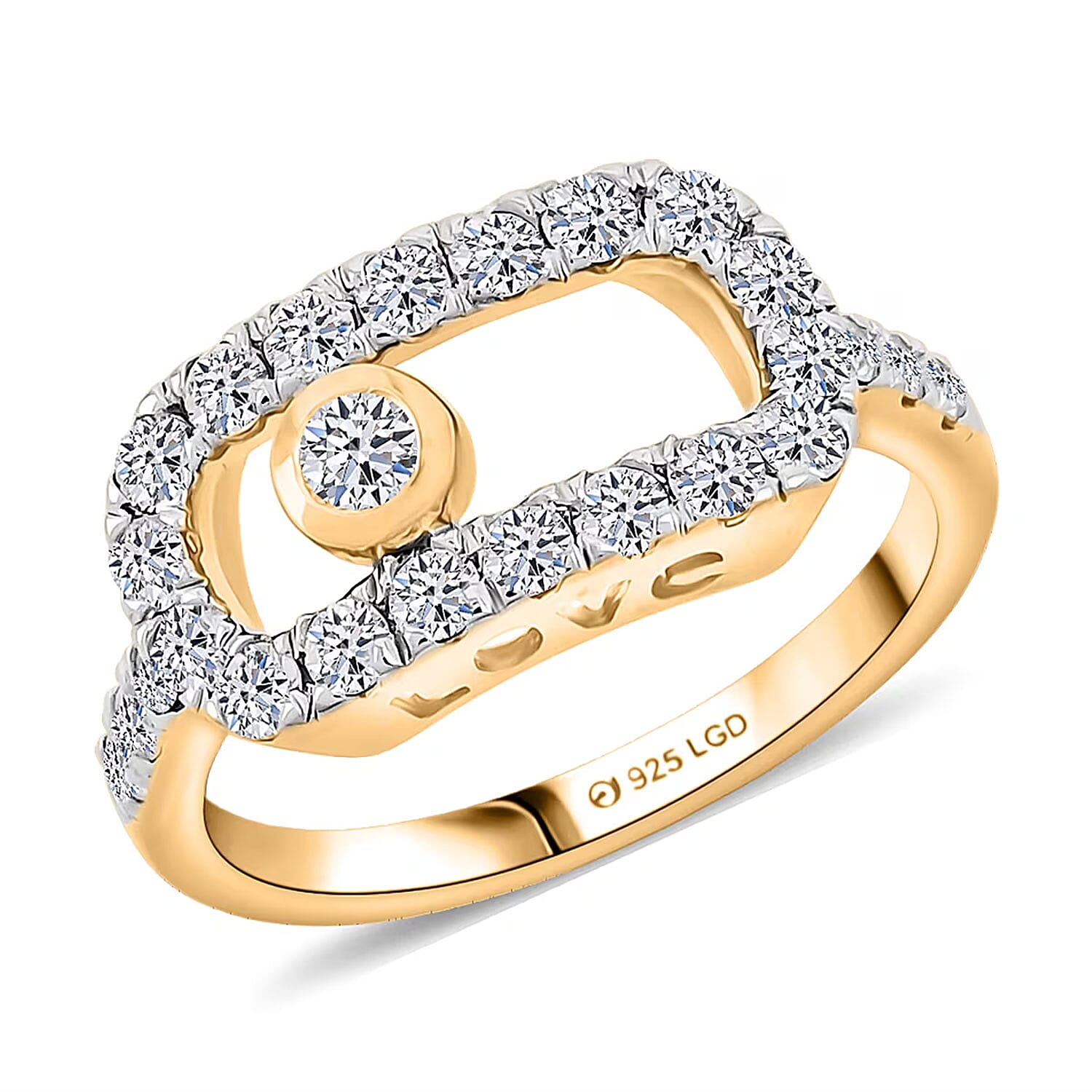 Luxuriant Lab Grown Diamond VS 1.00 ctw Ring in 18K Vermeil Yellow Gold Over Sterling Silver