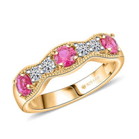 Luxuriant Lab Grown Diamond (VS), Lab Grown Ruby 1.00 ctw Ring in 18K Vermeil Yellow Gold Over Sterling Silver