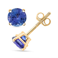 AAA Tanzanite 1.00 ctw Push Back Earrings in 14K Yellow Gold