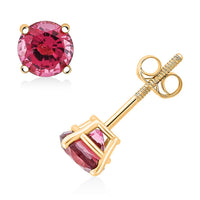 AAA Ouro Fino Rubellite 1.00 ctw Screw Post Earrings in 14K Yellow Gold