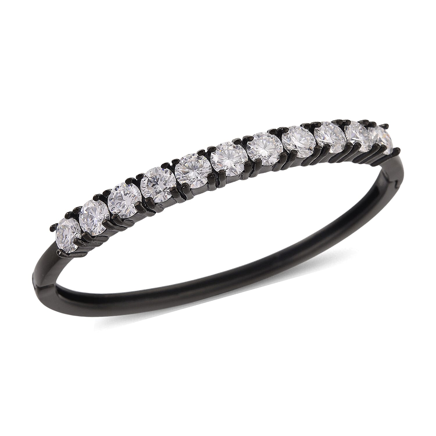 One Time Only Cuff Bangle Bracelet in ION Plated Black Stainless Steel (7 In)
