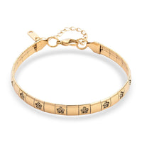 Floral Omega Chain Bracelet in ION Plated YG Stainless Steel (7.5-9.5In)