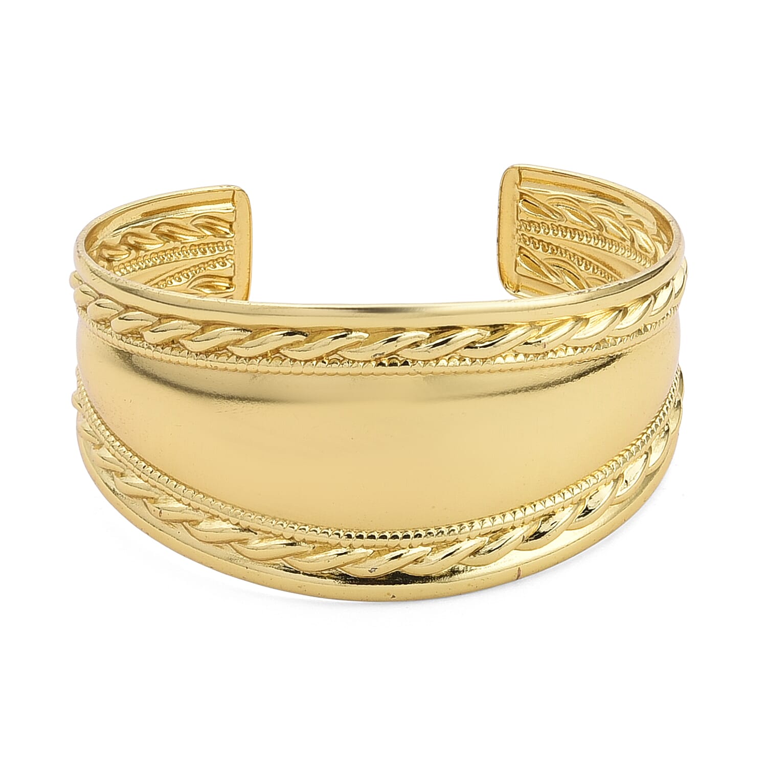 Wide Cuff Bracelet in ION Plated YG Stainless Steel (7.50 In)