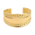 Wide Cuff Bracelet in ION Plated YG Stainless Steel (7.50 In) - Sticky add to cart bar