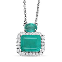 D'Joy Emeraldine Quartz (Triplet) and White Zircon 7.00 ctw Necklace in Platinum Over Sterling Silver 20 Inches