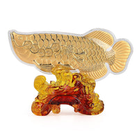 Last Chance 24K Yellow Golden Fortune Fish with Pedestal 100mg