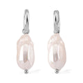 White Shell Pearl Dangling Earrings in Stainless Steel - Sticky add to cart bar