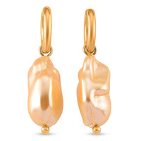 White Shell Pearl Dangling Earrings in Stainless Steel