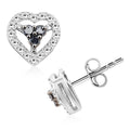 Black Diamond (IR) Heart Stud Earrings in Rhodium Over Sterling Silver 0.10 ctw - Sticky add to cart bar