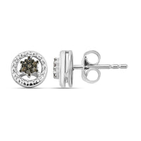 Black Diamond (IR) Stud Earrings in Rhodium Over Sterling Silver 0.10 ctw