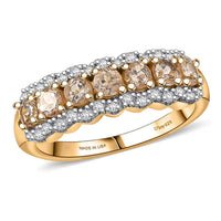 D'Joy Premium Imperial Garnet, Moissanite Ring in 18K Vermeil YG Over Sterling Silver (Size 10.0) 1.30 ctw